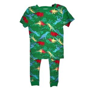 NWT Wonder Nation Dinosaur Pajama Set Boys 4T Green Victory Snug Fit 2pc PJs